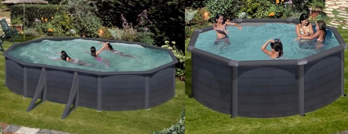 Baseny Gre Kea, kształt owalny z podpórkami bocznymi ozdobione grafitem Baseny Gre Kea