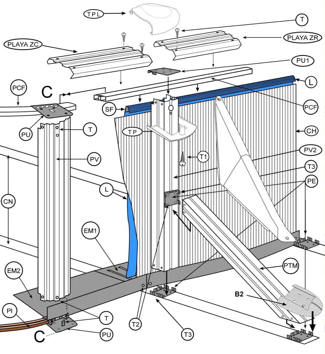 Części zamienne do Białych Owalnych Basenów z Masztami 132 cm