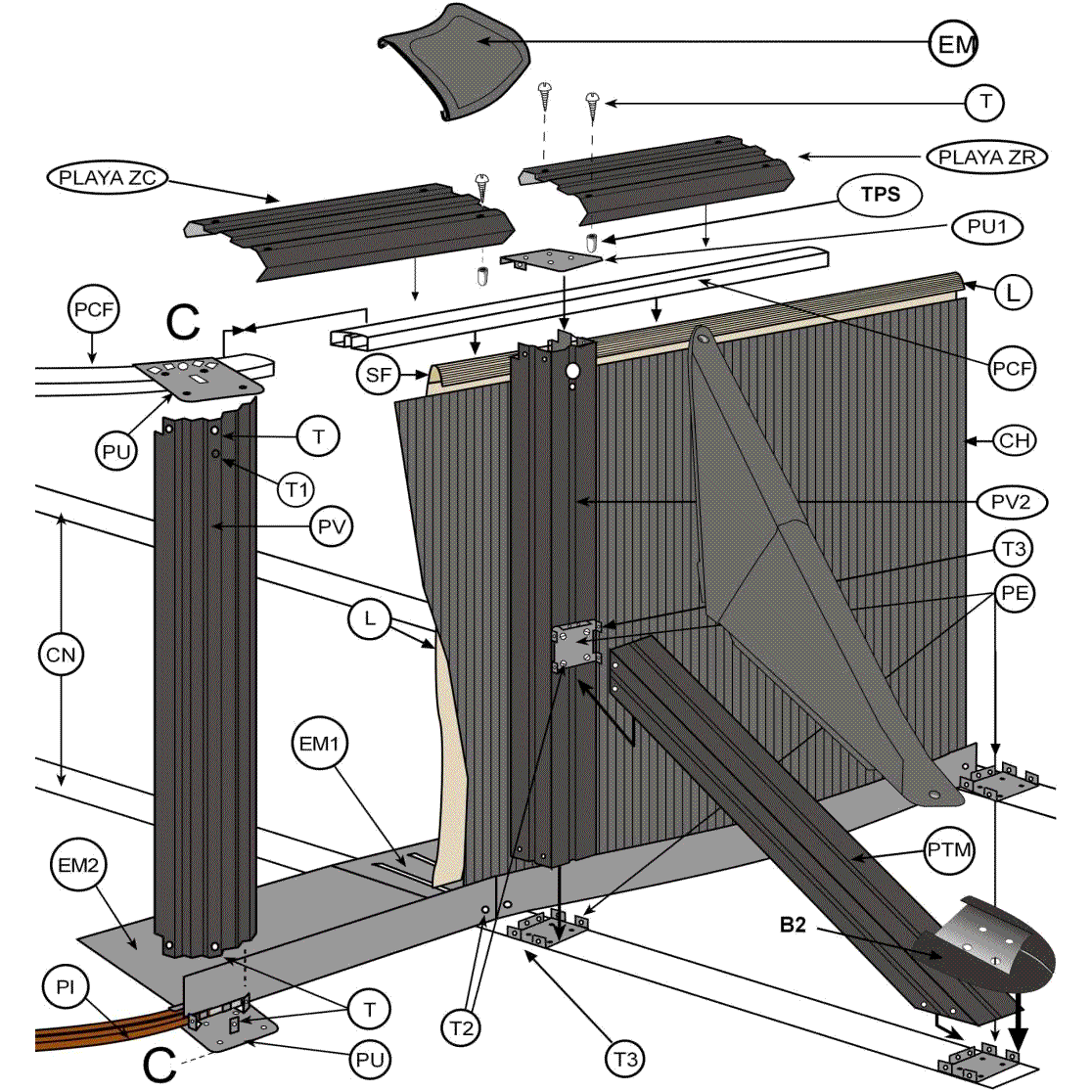 Części Zamienne do Owalnych Basenów Imitacja Grafitu z Masztami 120 cm