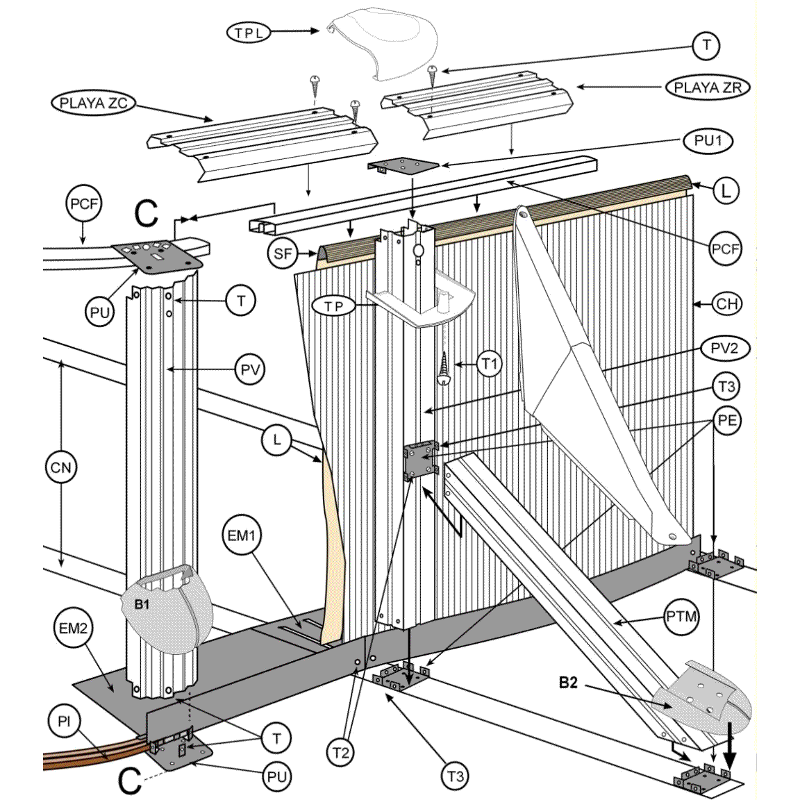 Części Zamienne do Owalnych Basenów Imitacja Grafitu z Masztami 132 cm
