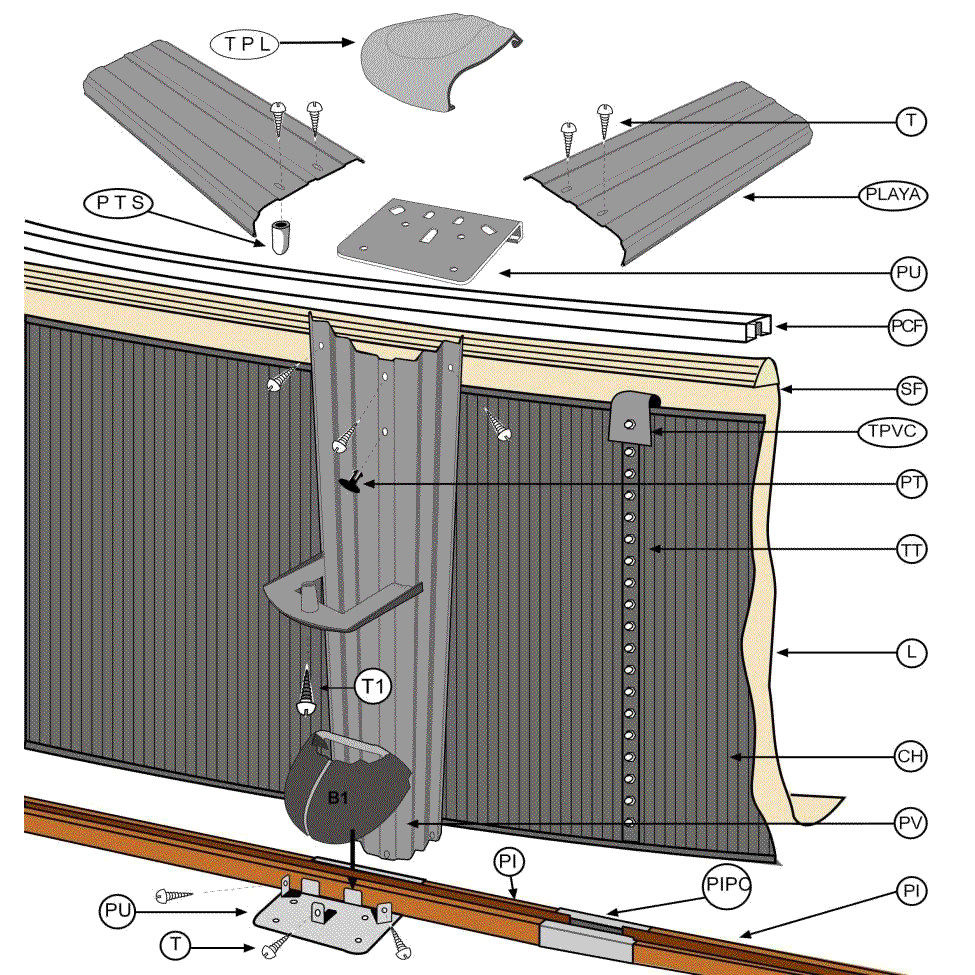 Części Zamienne do Okrągłych Basenów Imitacja Grafitu 132 cm