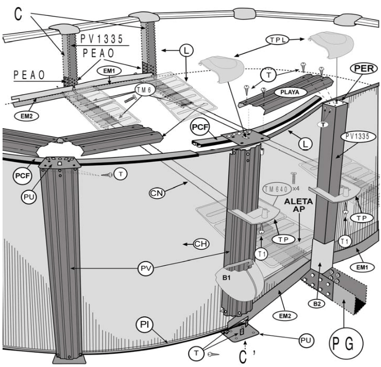 Części Zamienne do Owalnych Basenów Imitacja Kamienia z Systemem Omega 132 cm