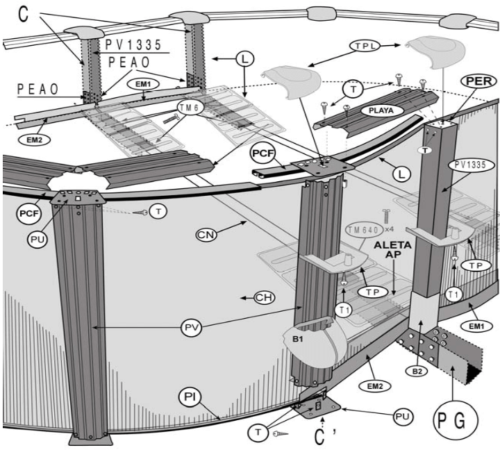 Części Zamienne do Owalnych Basenów Imitacja Rattanu z Systemem Omega 132 cm