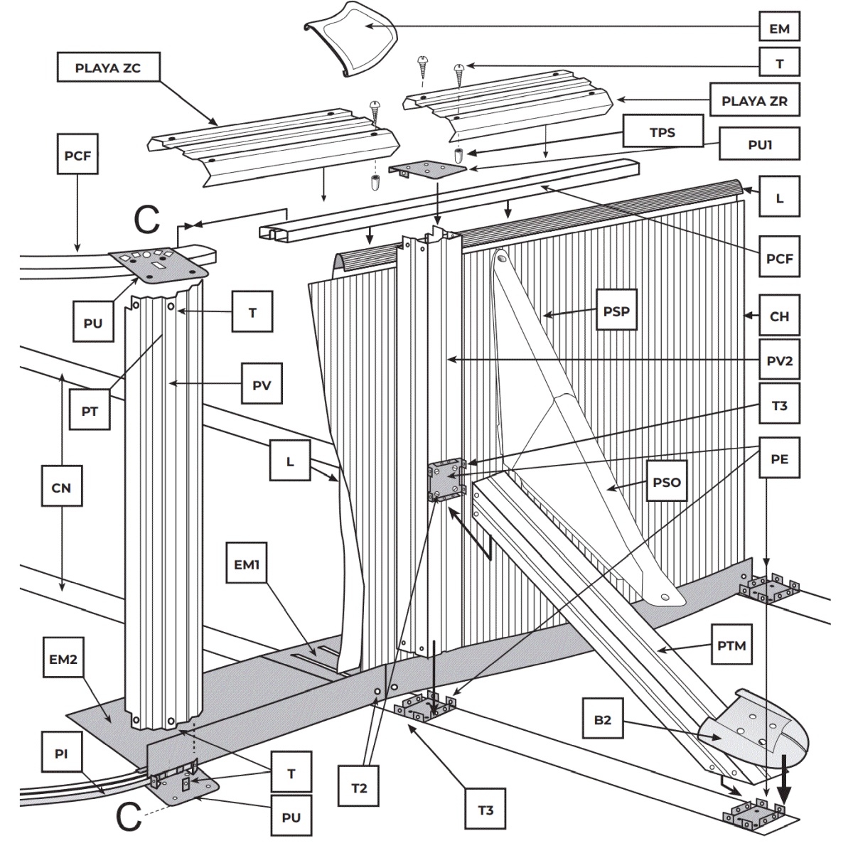 Części zamienne do Białych Owalnych Basenów z Masztami 120 cm